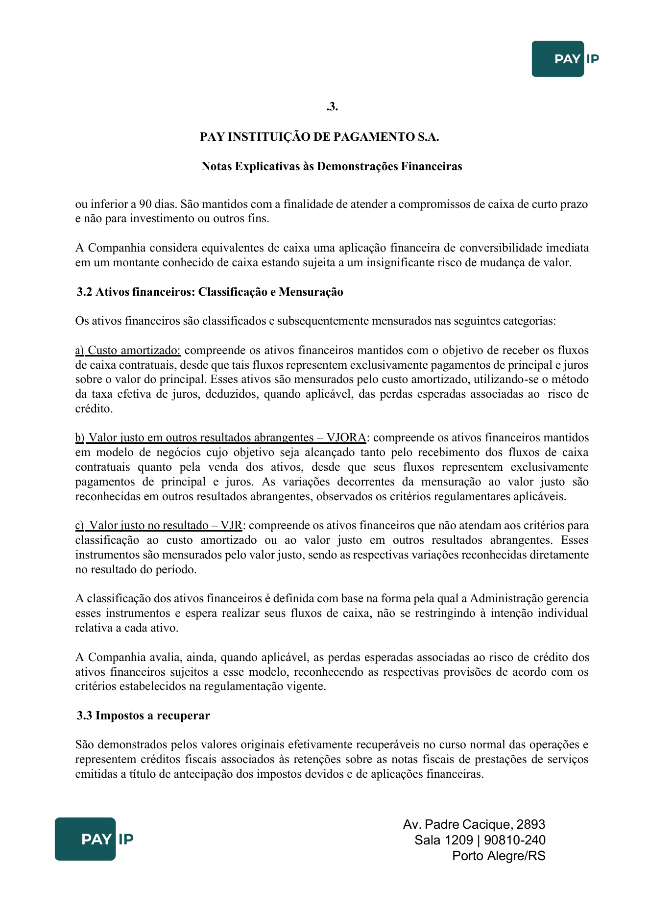 Notas explicativas, nota 3.
