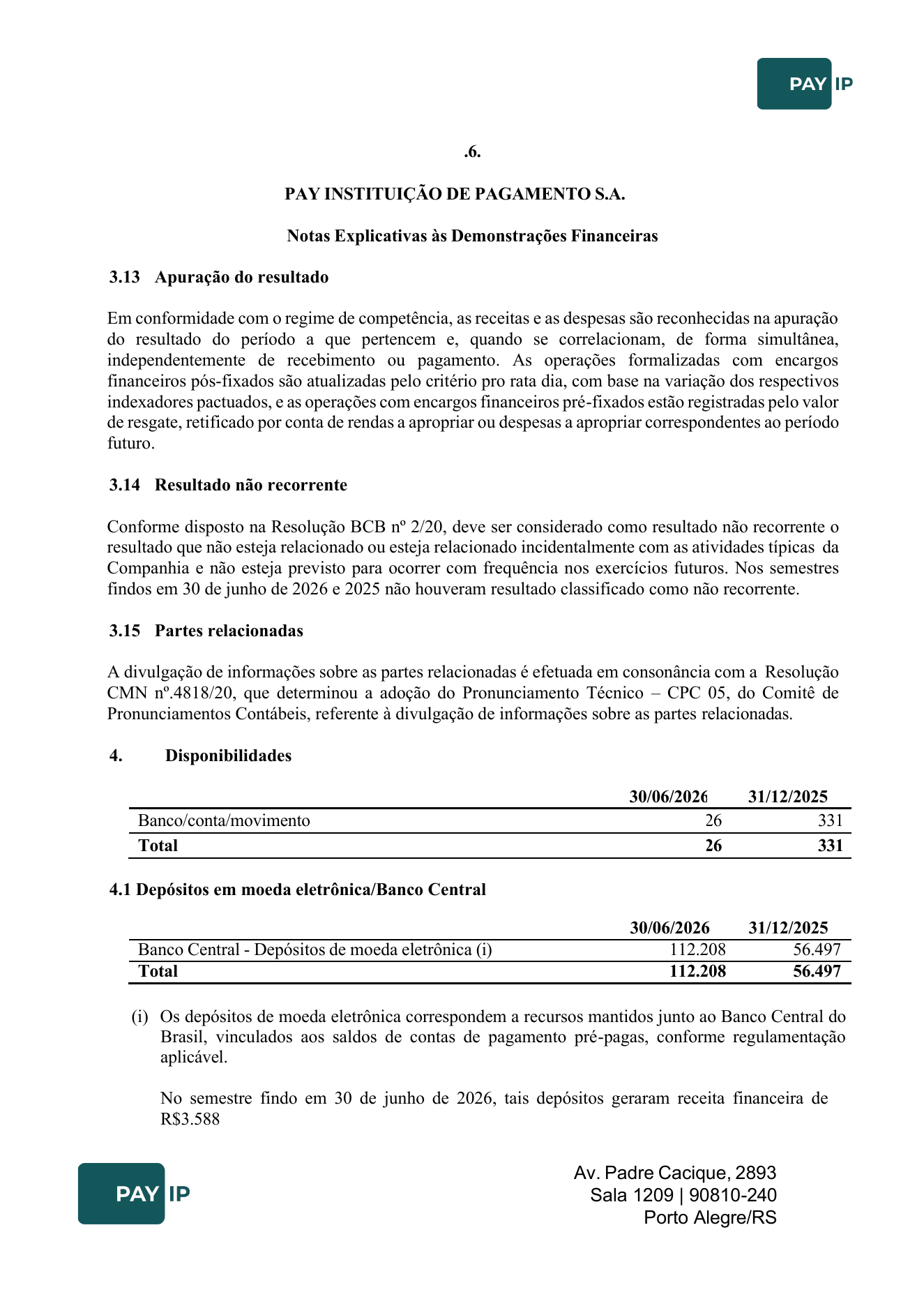 Notas explicativas, notas 5 e 6.