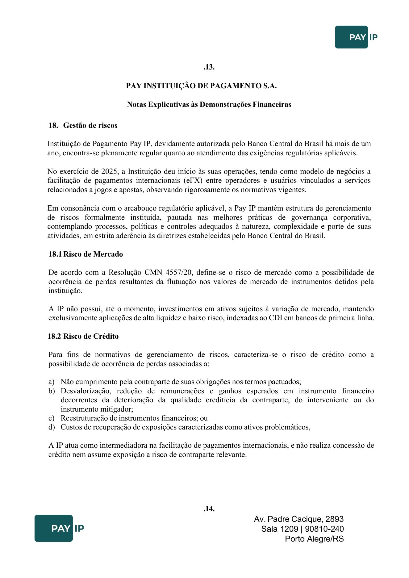 Notas explicativas, gestão de riscos.